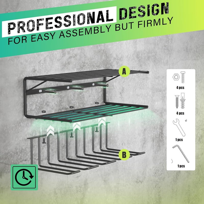 SUNALLY Store Power Tool Organizer - Wall Mounted Tool Storage Rack with 3 Layers Floating Shelves and 4 Drill Holders (2 Pack) - Image 4